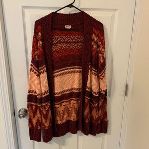 Printed cardigan knit sweater